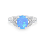 Celtic Oval Wedding Engagement Ring Round Cubic Zirconia 925 Sterling Silver