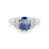 Celtic Oval Wedding Engagement Ring Round Cubic Zirconia 925 Sterling Silver
