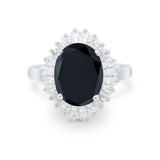 Oval Vintage Art Deco Wedding Ring Round Cubic Zirconia 925 Sterling Silver