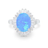 Oval Vintage Art Deco Wedding Ring Round Cubic Zirconia 925 Sterling Silver
