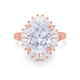 Oval Vintage Art Deco Wedding Ring Round Cubic Zirconia 925 Sterling Silver