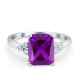 Art Deco Wedding Ring Round Simulated Cubic Zirconia 925 Sterling Silver