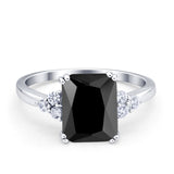 Art Deco Wedding Ring Round Simulated Cubic Zirconia 925 Sterling Silver