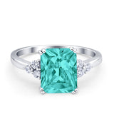Art Deco Wedding Ring Round Simulated Cubic Zirconia 925 Sterling Silver
