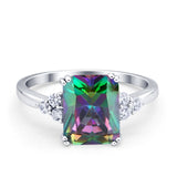 Art Deco Wedding Ring Round Simulated Cubic Zirconia 925 Sterling Silver