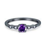 Petite Dainty Wedding Ring Simulated Round Cubic Zirconia 925 Sterling Silver