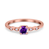 Petite Dainty Wedding Ring Simulated Round Cubic Zirconia 925 Sterling Silver