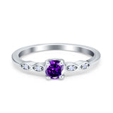 Petite Dainty Wedding Ring Simulated Round Cubic Zirconia 925 Sterling Silver