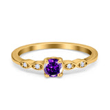 Petite Dainty Wedding Ring Simulated Round Cubic Zirconia 925 Sterling Silver