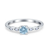 Petite Dainty Wedding Ring Simulated Round Cubic Zirconia 925 Sterling Silver
