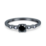 Petite Dainty Wedding Ring Simulated Round Cubic Zirconia 925 Sterling Silver