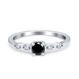 Petite Dainty Wedding Ring Simulated Round Cubic Zirconia 925 Sterling Silver