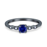 Petite Dainty Wedding Ring Simulated Round Cubic Zirconia 925 Sterling Silver
