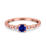 Petite Dainty Wedding Ring Simulated Round Cubic Zirconia 925 Sterling Silver