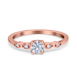 Petite Dainty Wedding Ring Simulated Round Cubic Zirconia 925 Sterling Silver