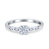 Petite Dainty Wedding Ring Simulated Round Cubic Zirconia 925 Sterling Silver
