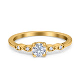 Petite Dainty Wedding Ring Simulated Round Cubic Zirconia 925 Sterling Silver