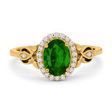 Oval Engagement Ring Halo Simulated Cubic Zirconia 925 Sterling Silver