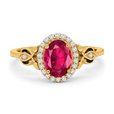 Oval Engagement Ring Halo Simulated Cubic Zirconia 925 Sterling Silver