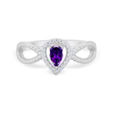 Teardrop Wedding Ring Pear Round Simulated Cubic Zirconia 925 Sterling Silver
