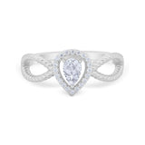 Teardrop Wedding Ring Pear Round Simulated Cubic Zirconia 925 Sterling Silver