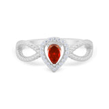 Teardrop Wedding Ring Pear Round Simulated Cubic Zirconia 925 Sterling Silver