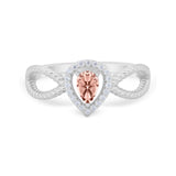 Teardrop Wedding Ring Pear Round Simulated Cubic Zirconia 925 Sterling Silver