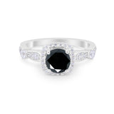 Vintage Art Deco Wedding Engagement Ring Round Cubic Zirconia 925 Sterling Silve-