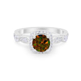 Vintage Art Deco Wedding Engagement Ring Round Cubic Zirconia 925 Sterling Silve