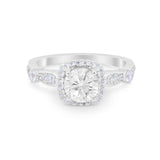 Vintage Art Deco Wedding Engagement Ring Round Cubic Zirconia 925 Sterling Silve-