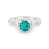 Vintage Art Deco Wedding Engagement Ring Round Cubic Zirconia 925 Sterling Silve