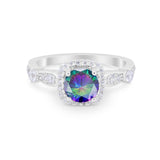 Vintage Art Deco Wedding Engagement Ring Round Cubic Zirconia 925 Sterling Silve