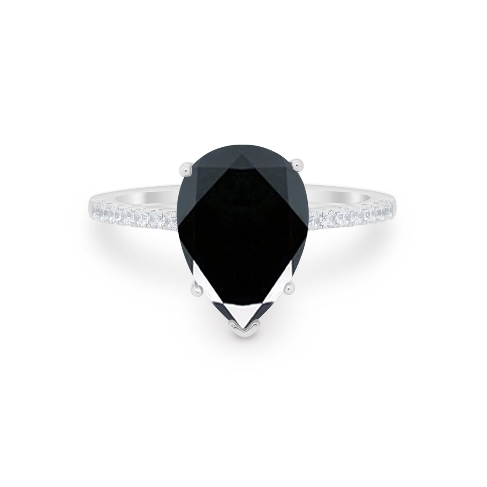 Teardrop Wedding Engagement Ring Pear Round Cubic Zirconia 925 Sterling Silver