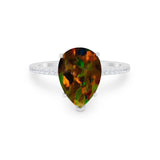Teardrop Wedding Engagement Ring Pear Round Cubic Zirconia 925 Sterling Silver