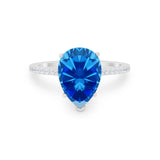 Teardrop Wedding Engagement Ring Pear Round Cubic Zirconia 925 Sterling Silver