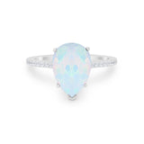 Teardrop Wedding Engagement Ring Pear Round Cubic Zirconia 925 Sterling Silver