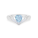 Heart Filigree Thumb Ring Round Simulated Cubic Zirconia 925 Sterling Silver