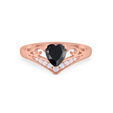 Heart Filigree Thumb Ring Round Simulated Cubic Zirconia 925 Sterling Silver
