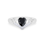Heart Filigree Thumb Ring Round Simulated Cubic Zirconia 925 Sterling Silver