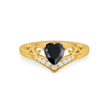 Heart Filigree Thumb Ring Round Simulated Cubic Zirconia 925 Sterling Silver