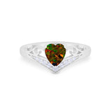 Heart Filigree Thumb Ring Round Simulated Cubic Zirconia 925 Sterling Silver