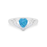 Heart Filigree Thumb Ring Round Simulated Cubic Zirconia 925 Sterling Silver