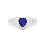 Heart Filigree Thumb Ring Round Simulated Cubic Zirconia 925 Sterling Silver