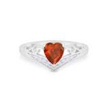 Heart Filigree Thumb Ring Round Simulated Cubic Zirconia 925 Sterling Silver