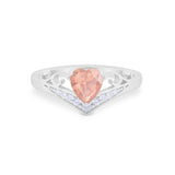 Heart Filigree Thumb Ring Round Simulated Cubic Zirconia 925 Sterling Silver