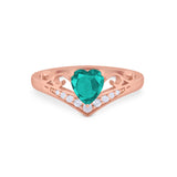 Heart Filigree Thumb Ring Round Simulated Cubic Zirconia 925 Sterling Silver