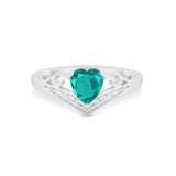 Heart Filigree Thumb Ring Round Simulated Cubic Zirconia 925 Sterling Silver