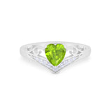 Heart Filigree Thumb Ring Round Simulated Cubic Zirconia 925 Sterling Silver