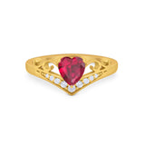 Heart Filigree Thumb Ring Round Simulated Cubic Zirconia 925 Sterling Silver