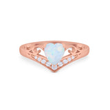 Heart Filigree Thumb Ring Round Simulated Cubic Zirconia 925 Sterling Silver